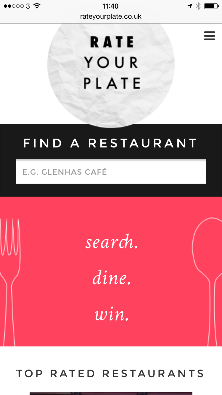 mobile version of Rate your plate